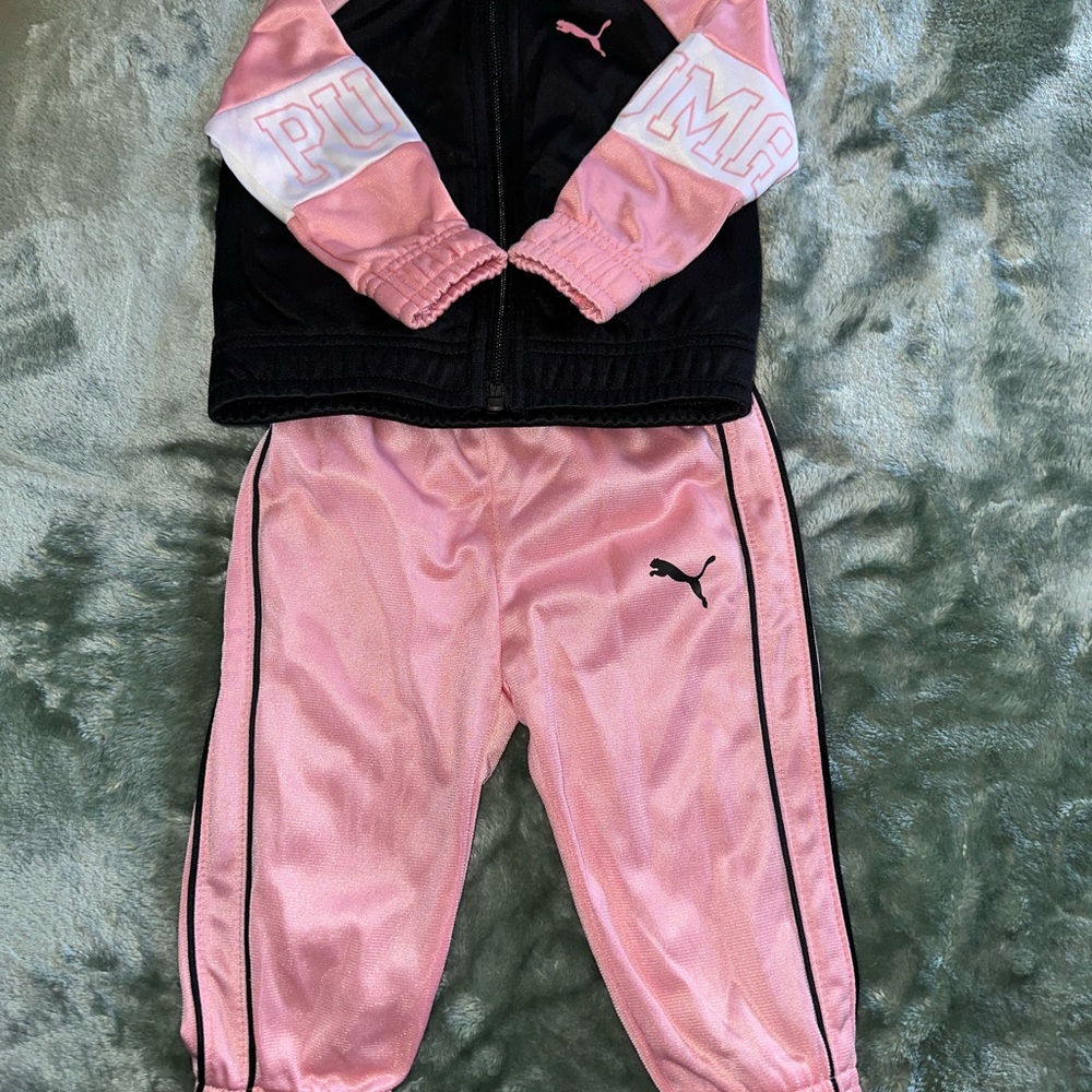 Puma Kids Pink and Black Matching Set